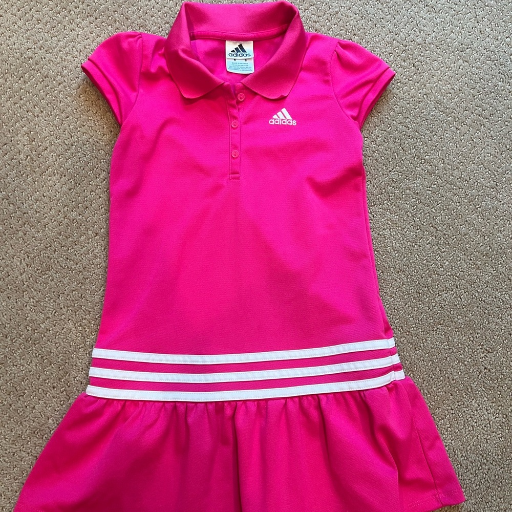 Adidas Fuchsia Polo Dress with White Logo